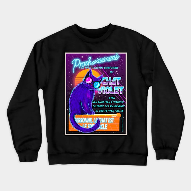 Le Chat Violet (Le Chat Noir Vaporwave Parody) Crewneck Sweatshirt by Marlopoly